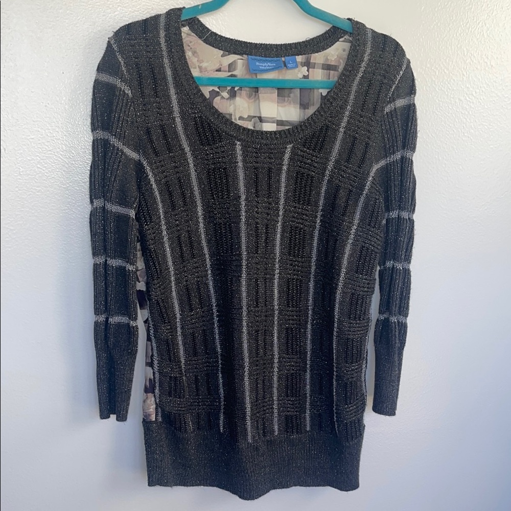 Womens sweater Simply Vera Vera Wang sparkle top back Large SEE FLAWS